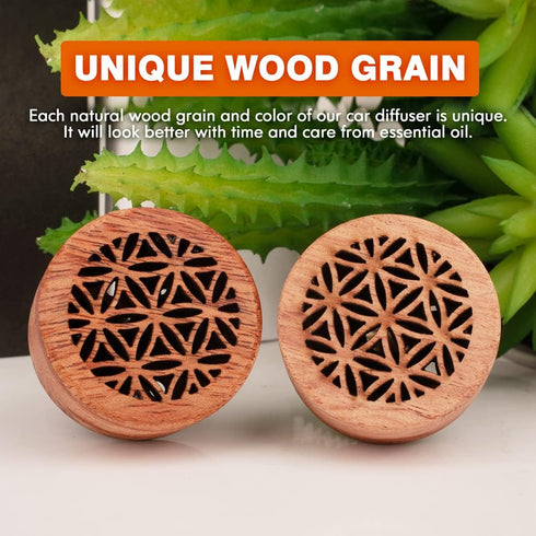 Essential Oil Car Diffuser, 2 PCS Car Aromatherapy Wood Diffuser with Vent Clip...