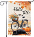 Hello Fall Garden Flag 12x18 Double Sided, Small Burlap Autumn Black Cat Bicycle Garden Flag Fall Thanksgiving pumpkin Outside Outdoor House Yard ...