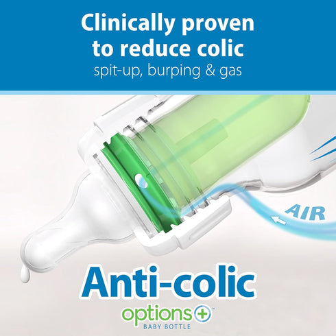 Dr. Brown's Anti-Colic Options+ Narrow Glass Baby Bottle with Level 1 Slow Flow Nipple, BPA-Free, 8 oz/250 mL, 1-Pack...