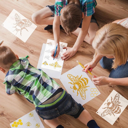 Bee Stencils for Painting on Wood, Honey Bee Honeycomb Stencils for Crafts Reusable Wood Burning Drawing Art Queen Bee Paint Stencils and Patterns...