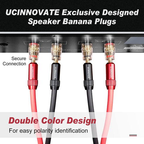 UCINNOVATE Banana Plugs, 8PCS Banana Plugs for Speaker Wire Connectors, Gold Plated 4mm Banana Connectors for Speaker Cables Terminals, Wall Socke...