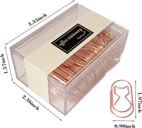 Cat Paper Clips ?Jumbo Paper Clips Rose Gold 2 inch Decorative Fat 50pcs 50mm Wide Non Skid Smooth Finish Steel Wire Bookmark Cute Office Supplies...