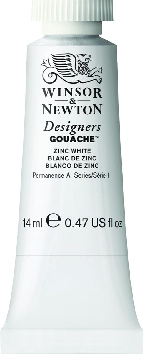 Winsor & Newton Designer's Gouache, 14 ml (0.47oz) tube, Zinc White...