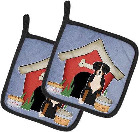Caroline's Treasures BB2791PTHD Dog House Collection Greater Swiss Mountain Dog Pair of Pot Holders Kitchen Heat Resistant Pot Holders Sets Oven H...