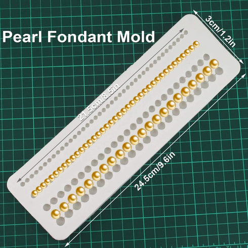 Pearl Fondant Molds Gum Paste Molds 4 Size Round Pearl Chain Silicone Mold for Cupcake Toppers Fondant Candy Chocolate Cake Decoration...