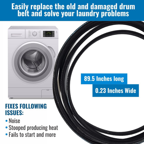 Dryer Drum Belt Exact Fit for WE12M29 137292700 AP4565702, 134163500, 134503900, 148271, 1615170, 5303283287, PS3408299 Compatible with GE Frigidaire Kenmore and more
