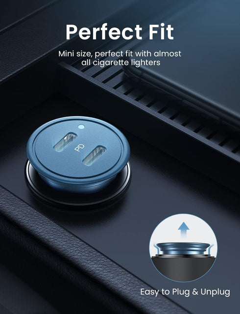 AINOPE 40W PD3.0 Fast Charging Smallest USB C All Metal Dual Port Car Charger Compatible with Almost Car......