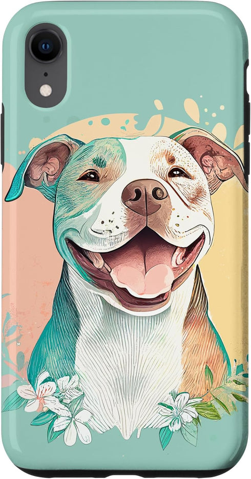 iPhone XR Pit Bull Mom Dog Lover Colorful Artistic Pitbull Owner Women Case...