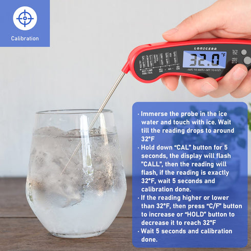 Lonicera Digital Meat Thermometer for Food Cooking. Waterproof & Instant Read for Kitchen Baking, BBQ. with Foldable Probe, Backlight & Calibratio...