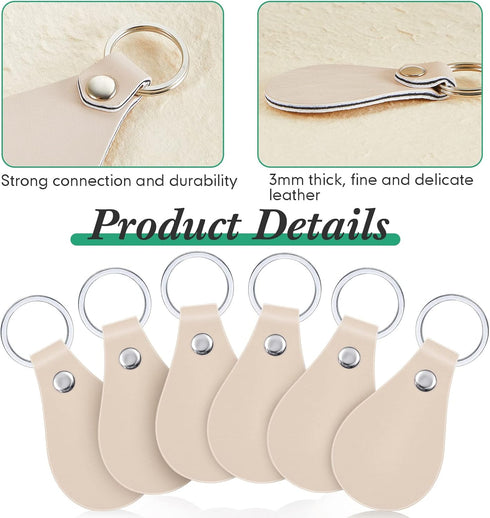Taiyin 30 Pcs Leather Key Fob Kit for DIY Craft, PU Leather Key Fobs Blanks with Rivets and Key Rings for Laser Engraving Keychain Making Leather ...