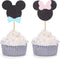 24 Counts Minnie Mouse Inspired Cupcake Toppers Boy or Girl Gender reveal Party Decorations...