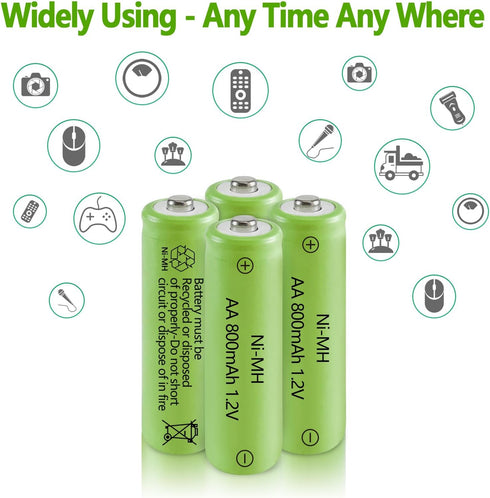JINTION Solar Rechargeable Ni-MH AA Batteries AA 800 mAh Battery 4 Pack...