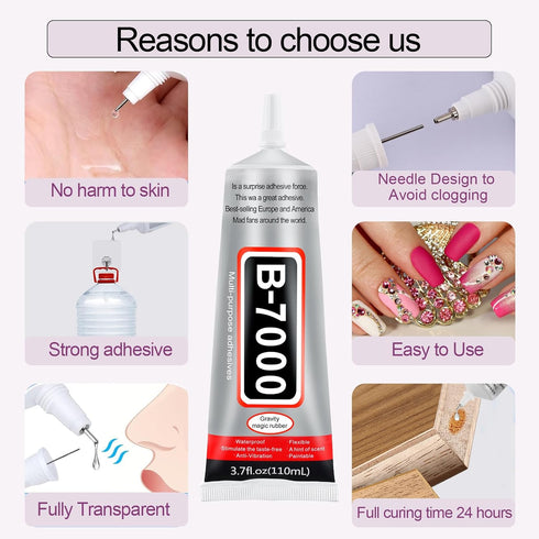 4 PCS 110ml B7000 Glue Clear with Precision Tip, Clear Glue Rhinestones Glue for Craft, Multipurpose Waterproof Stong Bond Jewelry Glue for Phone ...