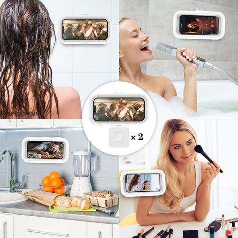 Waterproof Shower Phone Holder, 480° Rotatable Retractable Phone Stand Case with Aroma Strip for Bathroom Wall Mirror Bathtub Kitchen, Compatible ...
