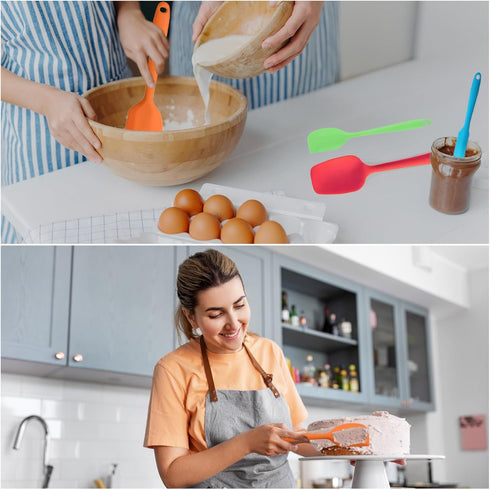 Silicone Spatula Set, 4 Pcs Heat Resistant Rubber Spatula, Spatulas for Kitchen Use, Kitchen Spatulas for Nonstick Cookware, Silicone Kitchen Uten...
