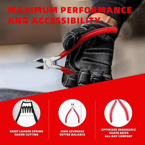 HAUTMEC 5" Precise Small Flush Cutting of Engineer Wire Cutter Plier with Location Pin for Fine Shearing, Perfect for Circuit Board Cutting, Elect...