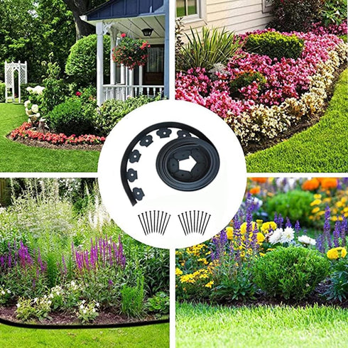 Landscape Edging,20ft Plastic No Dig Garden Edging with 20 Stakes,2 Inch Tall Lawn Edging for Lawn,Yard,Flower Gardens Edging Border (Black-20FT)...