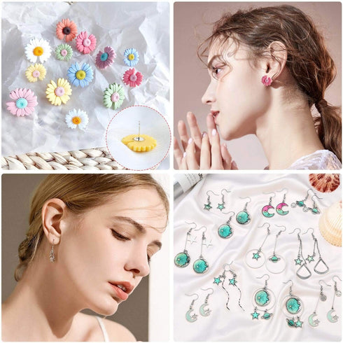 Hypoallergenic Earring Making Kit, Thrilez 3080Pcs Earring Supplies Kit includes Earring Hooks, Earring Backs, Jump Rings, Eye Pins, Earring Posts...