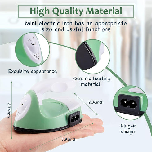 Honoson Mini Craft Iron Mini Heat Press Small Iron Portable Handy Tiny Flatiron with Charging Base Accessories for Fuse Beads Patch DIY Shoes T-Sh...