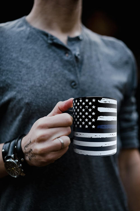 All Sale Outlet Thin Blue Line - Blue Lives Matter 11oz Matte Black Mug - Grade A Quality - Support Law Enforcement/Police Officer Cop - Foam Box ...