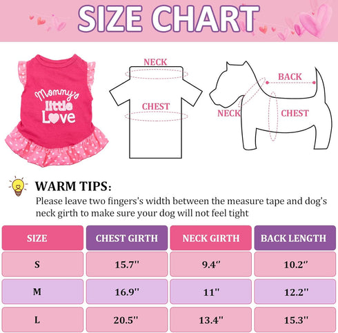 2 Pieces Dog Dresses for Small Dogs Cute Girl Female Dog Dress Mommy Puppy Shirt Skirt Doggie Dresses Pet Summer Clothes Apparel for Dogs and Cats...