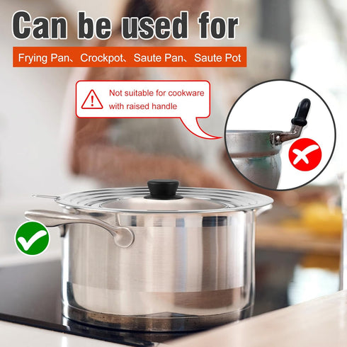 Universal Lid for Pots and Pans Skillets, Stainless Steel Pan Cover Fits 6-7-8 Inch Cookware,Replacement Frying Pan Cover, Cast Iron Skillet Pot L...