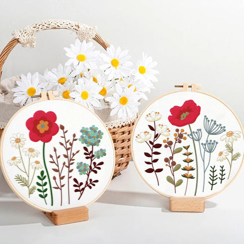 ORIGACH 4 Pack Flowers Embroidery Kits for Beginners, DIY Starter Hand Embroidery Kit with Floral and Plants Patterns and Instructions for Adults ...
