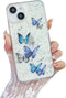 Compatible iPhone 14 Plus Case Clear Women Girls Flexible TPU Purple Butterfly Stars Sparkle Glitter Anti-Scratch Shockproof Protective Phone Cove...