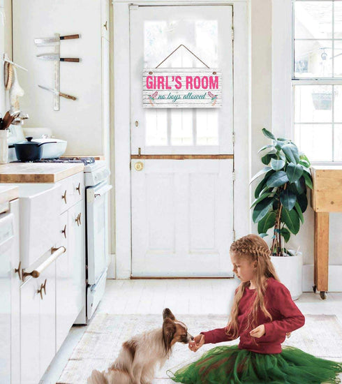 Girl's Room Sign - No Boys Allowed, Nursery Decor, Door Plaque, Birthday Gift, 5" x 10" Sign (E2-WH065)...
