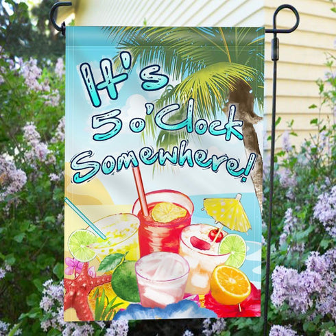ANLEY |Double Sided| Premium Garden Flag, It's 5 o'Clock Somewhere Decorative Garden Flags - Weather Resistant & Double Stitched - 18 x 12.5 Inch...