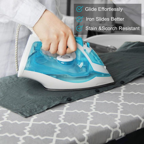 Ironing Board Cover and Pad Standard Size 15"x54", Resists Scorching and Staining with Elastic Edge Heavy Duty Extra Thick Ironing Padding Cotton ...