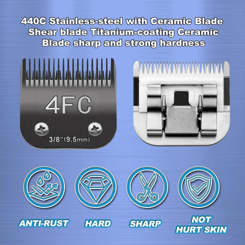 5FC Blade Dog Grooming Clipper Replacement Blades Compatible with Andis Dog Clippers,Most A5, Wahl KM Series Clippers,Detachable Ceramic Blade,Siz...