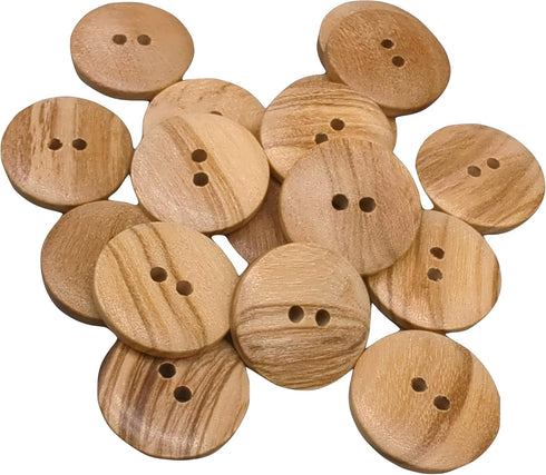 Olive Wood Buttons - 2 Holes / 5 Sizes - Reversible (12, 15, 18, 20 y 25 mm) - Manufactured in Europe (20 mm)...