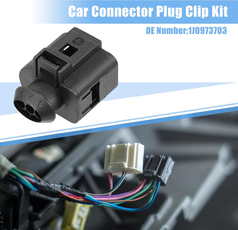 uxcell 1 Set No.1J0973703 Sealed 3 Way Pin Female Connector Adapter Plug Clip Kit Replacement for VW for Audi...