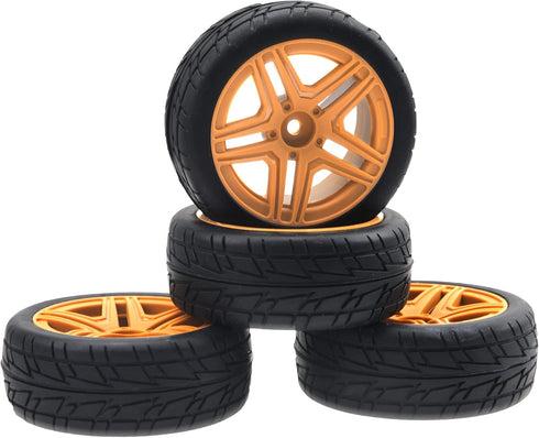 OD2.75'' 12mm Hex Hub Wheel Rims Nylon & Rubber Tires Compatible with HSP Tamiya HPI Kyosho Traxxas WLtoys 1/10 1/12 On-Road Touring Car,Wltoys 14...