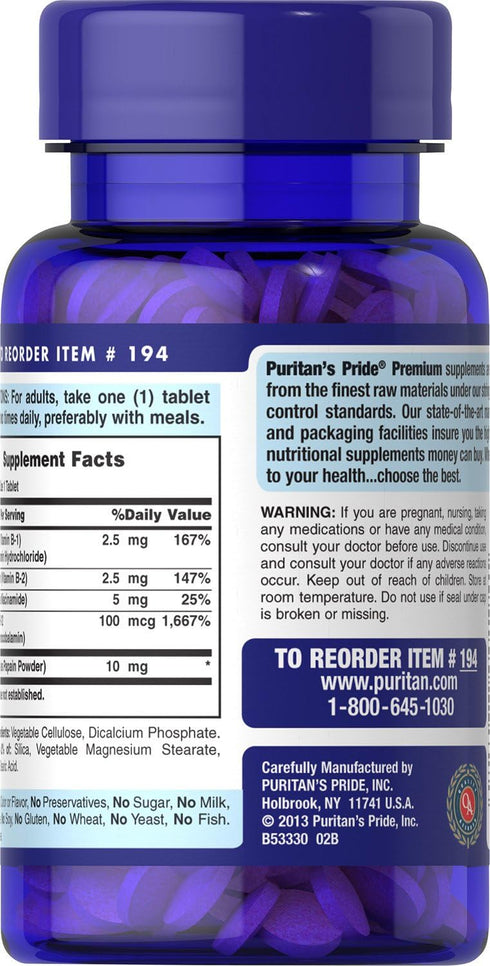 Puritan's Pride Vitamin B-Complex and Vitamin B-12, 180 Count...