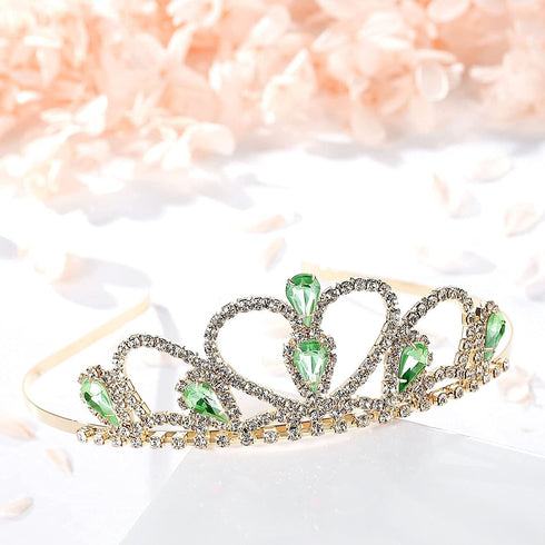 Lovelyshop Green Gems Rhinestone Gold Tiara for Little Kid Big Kid Prom Birthday Princess Crown...