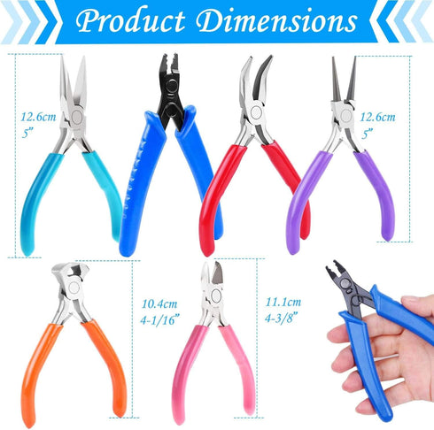 Jewelry Pliers, Acejoz 6pcs Jewelry Making Tools Kit Includs Needle Round Nose Pliers, Wire Cutters, Crimping Pliers, Bent Nose Pliers, End Nipper...