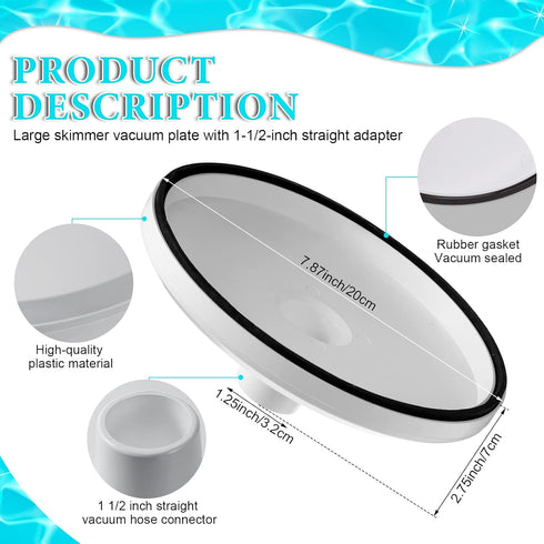 Tuanse Pool Skimmer Vac Plate and 1-1/2 Inch Pool Spiral Wound Vacuum Hose Cuff Compatible with Skimmer SP1106, Hayward Swimming Pool Skimmer Bask...