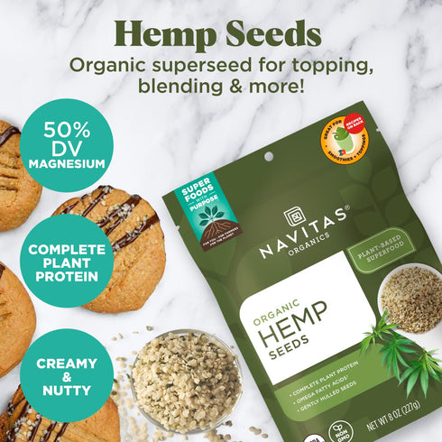 Navitas Organics Hemp Seeds – For Smoothies, Salads, Dips, Baked Goods & More – Essential Fatty Acids, Protein & Minerals – USDA Organic, Non GMO,...