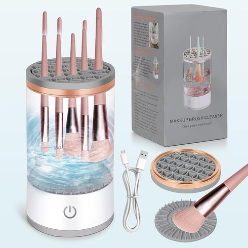 Electric Makeup Brush Cleaner,Auto Makeup Brush Cleaner,Make up Brush Cleaner Machine Wash and Dry Quickly,Deep Wash Cosmetic Brush Spinner for Al...