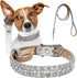 Rhinestone Dog Collar, Bling Diamond Pet Collars with Leash Adjustable, Dazzling Sparkly Crystal Studded Microfiber Leather Spiked Puppy Collar Cu...