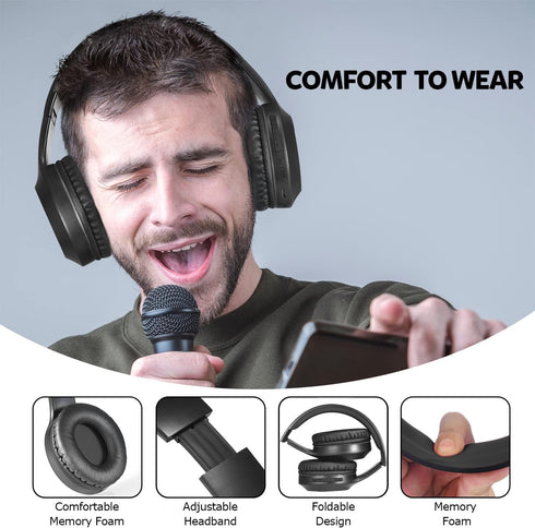 Bluetooth Headphones Over Ear, 68H Playtime and 3 EQ Music Modes Wireless Headphones with Microphone/Deep Bass, HiFi Stereo Foldable Lightweight H...