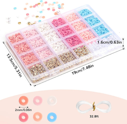 2350pcs Clay Beads for Bracelets Making, 6 Color Heishi Beads Polymer Clay Beads for Jewelry Making Supplies Charm, Friendship Bracelet Making Kit...