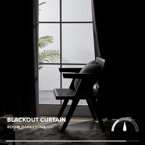 Deconovo 100% Blackout Curtains – Noise Reducing, Thermal Insulated Drapes – Grommet Room Darkening Window Panels – Light Blocking & Privacy Prote...
