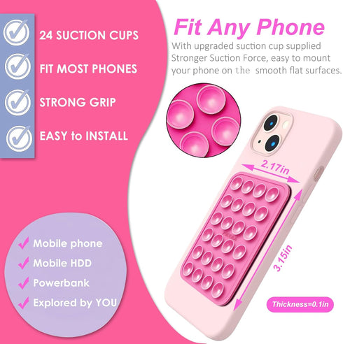PKYAA 2 Pack Silicone Suction Phone Case Adhesive Mount, Strong Grip Holder for Selfies and Videos, Hands-Free Sticky Phone Grip for iPhone and An...