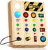 HONGDDY Busy Board Montessori Toys for Toddler, Wooden Sensory Board Switch Toy with Shape Sorter LED Light Up Travel Toys Educational Plane Trave...