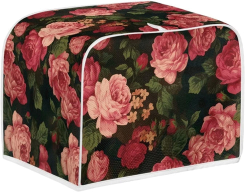 Flower Peony Toaster Cover 4 Slide Wide Slot Small Appliance Decoration Accessories, Dustproof Bakeware Cover Toaster Machine Cover, Red...
