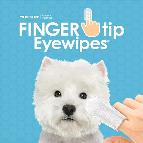 Petkin Fingertip Eye Wipes for Dogs and Cats, 50 Finger Wipes - Slip-On, Snug Fit, Micro-Bristle Fabric - Cleans Eye Area, Dirt and Tear Stains - ...