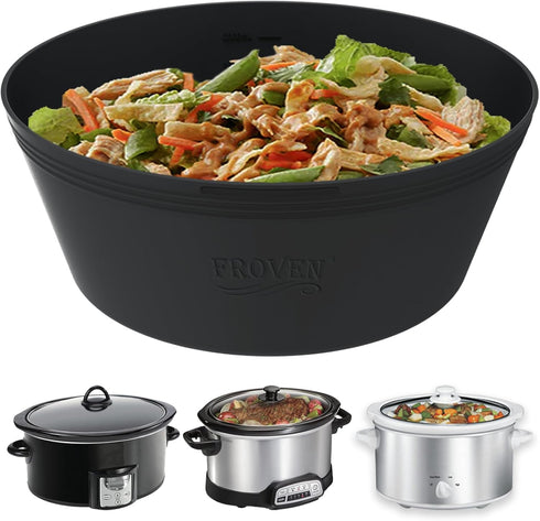 4QT Oval Silicone Slow Cooker Liner Compatible With Crock Pot & Hamilton Beach Crockpot Liners, Reusable, Dishwasher Safe Suitable For Most 4 Quar...